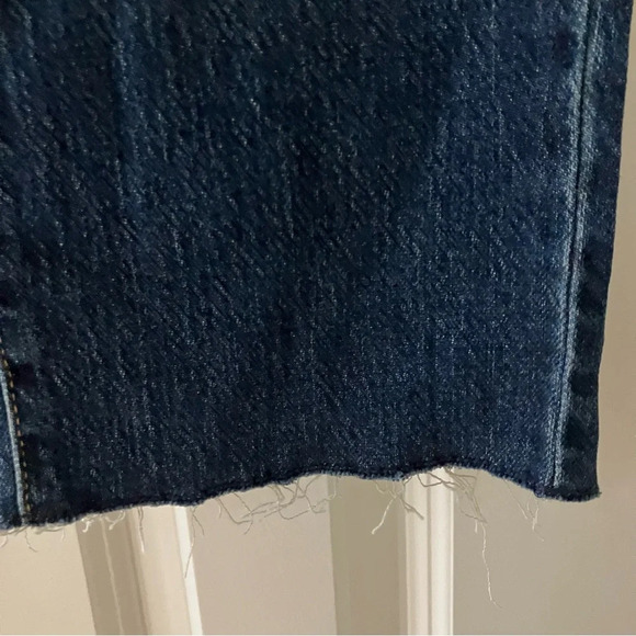 🐱 NWT Cat & Jack Girls’ Adjustable Waist Wide Leg Denim Blue Jeans with Raw Edge - Picture 3 of 5